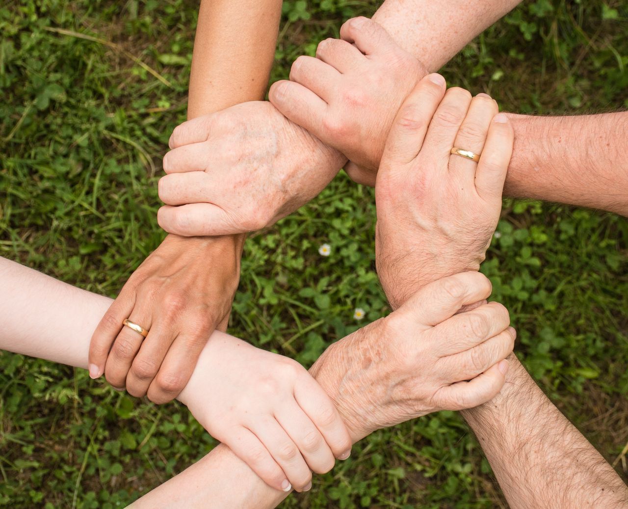 Crafting Captivating Headlines: Your awesome post title goes here Close-up of diverse hands forming a connection, symbolizing teamwork and unity outdoors.